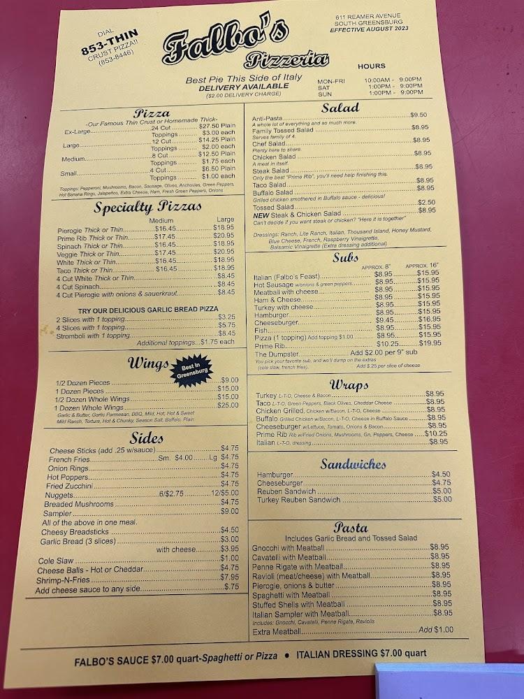 Falbos Pizzeria Menu image 3